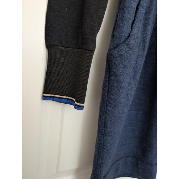 Isabel Marant Étoile Long Sleeve Dress Blue Black Mini Cotton Colorbblock Preppy - Picture 3 of 6